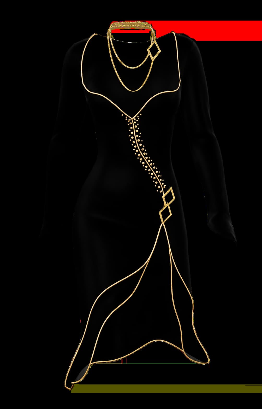 Gilded Allure black dress with gold detailing