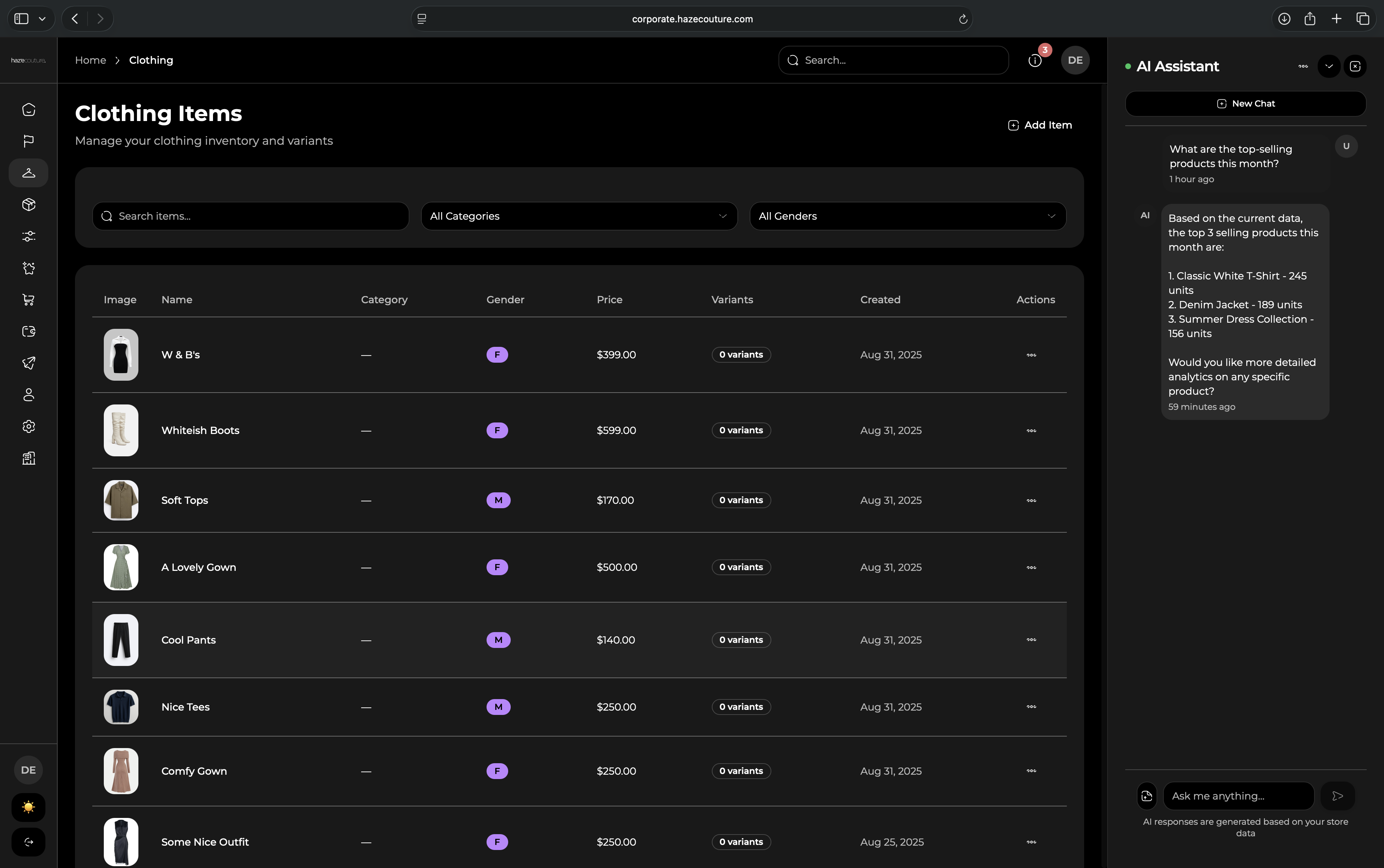 Haze Admin Dashboard